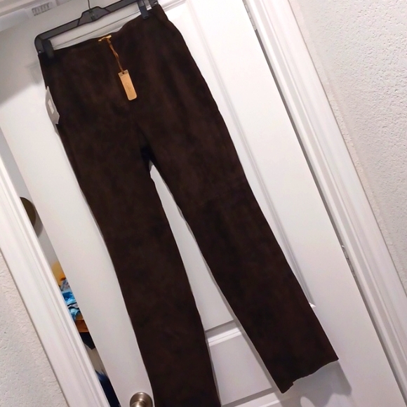 Nordstrom CASLON brown suede leather lined pants - 8 (30×34) - Picture 1 of 4